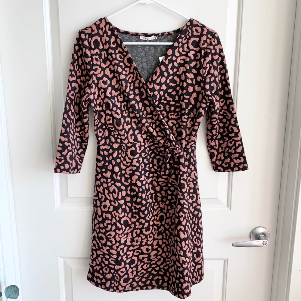 Francesca’s Nema Animal Print Faux Wrap Dress | M